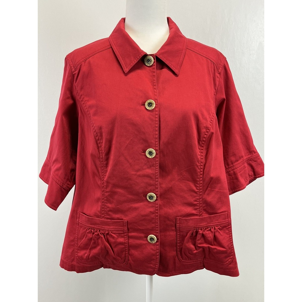 Coldwater Creek Unlined Jacket Shacket Sz 20 Plus Womens Red Half sleeves Casual